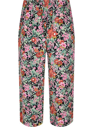 Gebloemde culotte broek met zakken, Green Flower AOP, Packshot image number 1