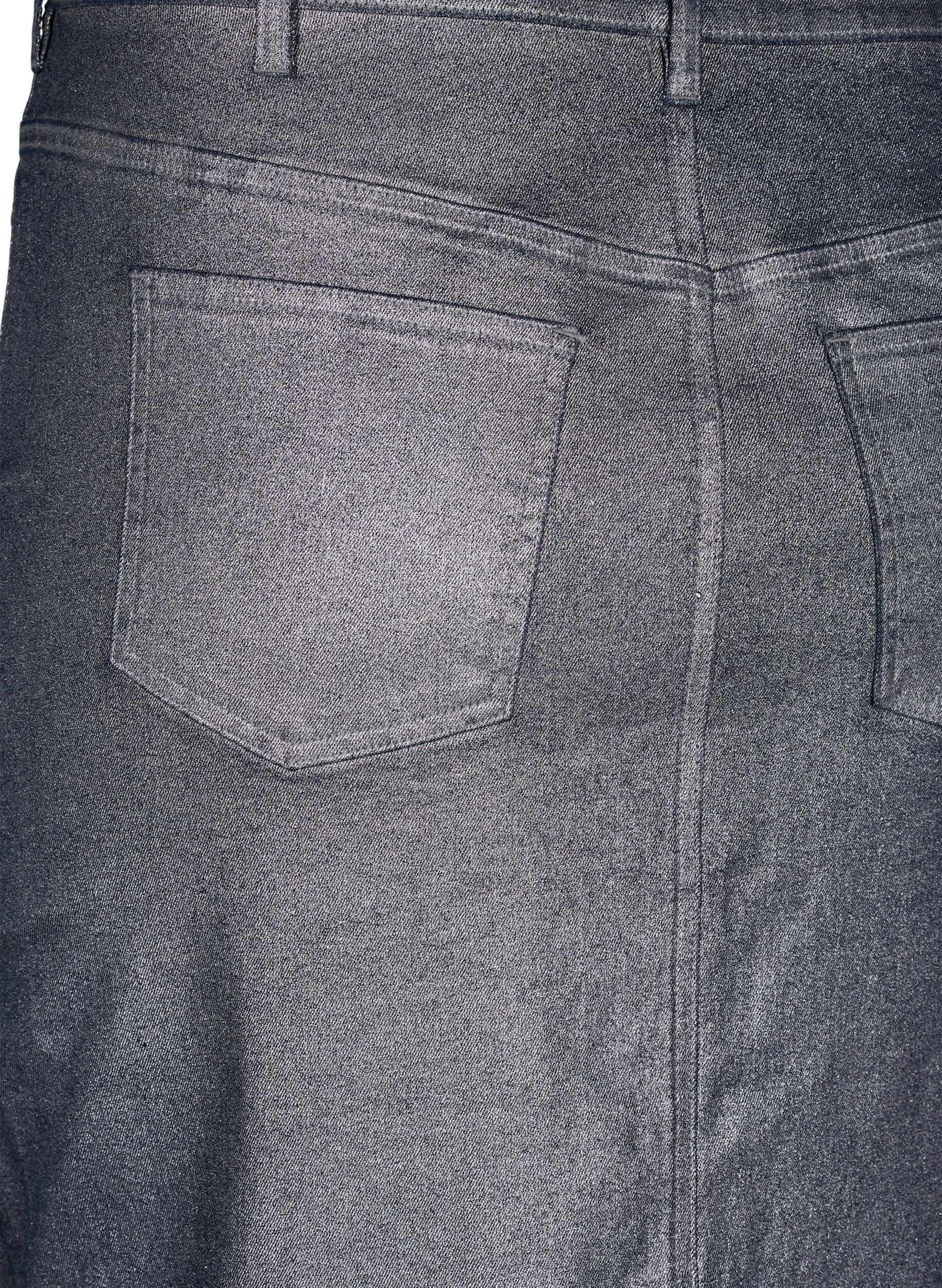 Zizzi Zilverkleurige midi-rok, Gun Sliver, Packshot image number 4