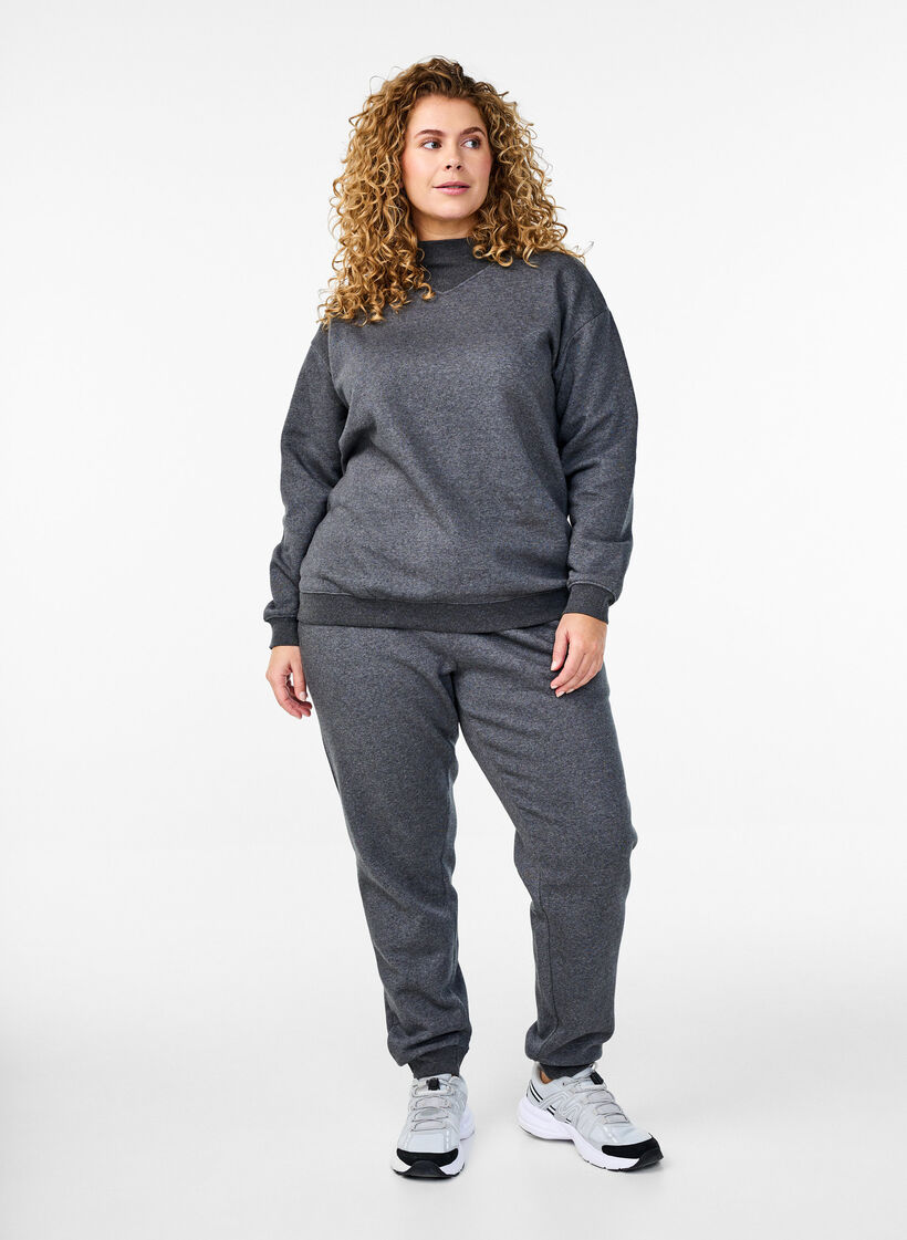 Sweatshirt met hoge kraag en lange mouwen, Grijs, Model image number 1