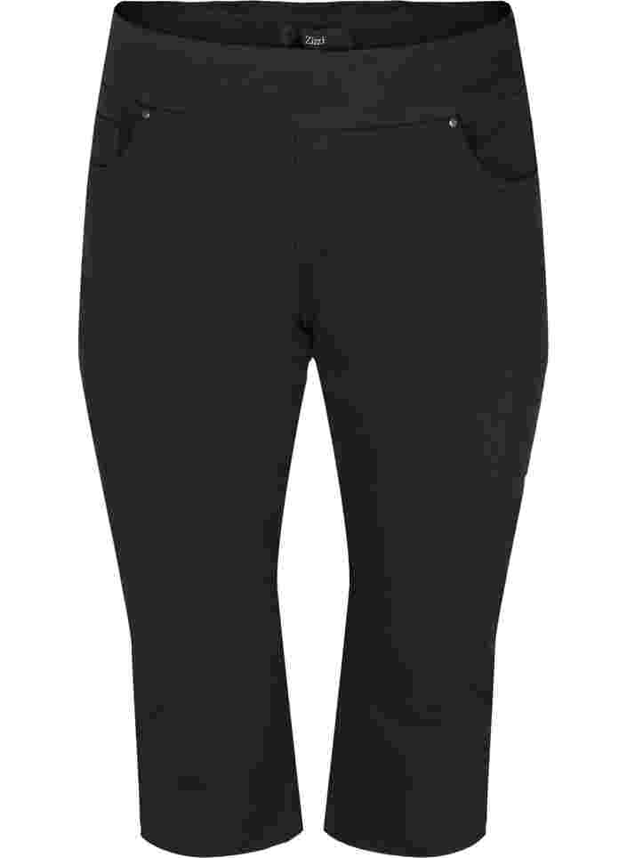 Nauwsluitende driekwart broek in katoenmix, Black, Packshot image number 0