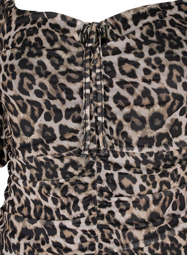 Korte jurk van mesh met luipaardprint, Leo, Packshot image number 2