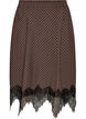 Midi-rok met kanten afwerking en ruitpatroon, Bruin, Packshot image number 0