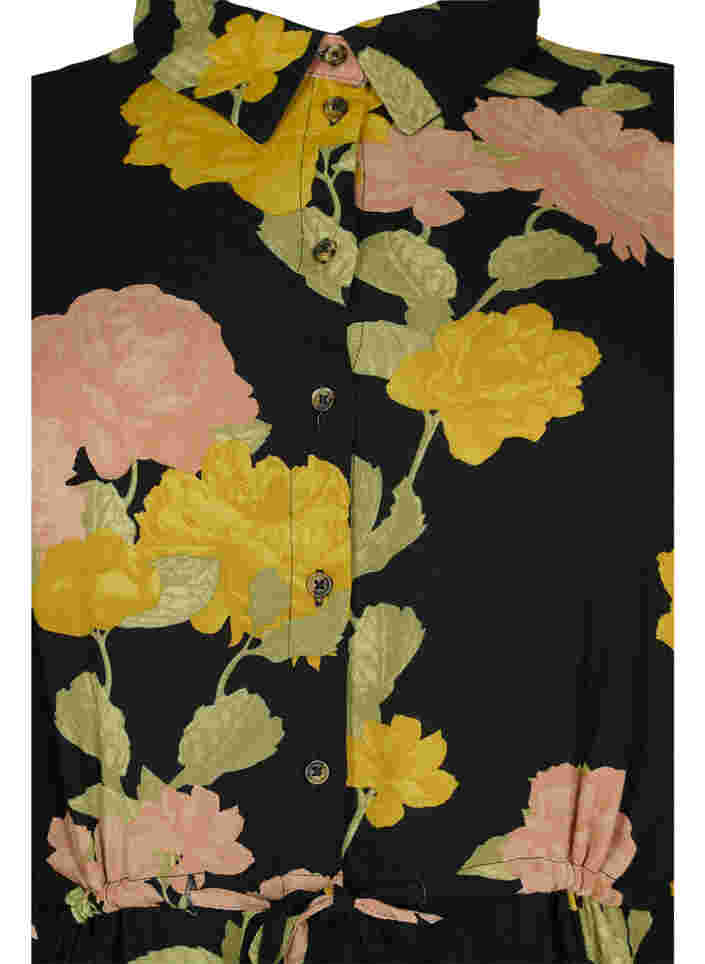 Gebloemde viscose jurk met kant, Scarab Flower, Packshot image number 2