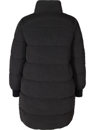 Lang gewatteerde jas met rits, Black, Packshot image number 1