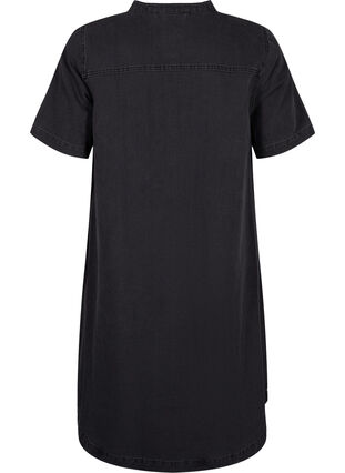 A-vorm denim jurk met korte mouwen, Grey Denim, Packshot image number 1