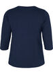 Basic katoenen t-shirt met 3/4 mouwen, Blauw, Packshot image number 1