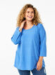 Blouse met driekwartmouwen en een gestreept patroon, Princess Blue Mel., Model image number 0