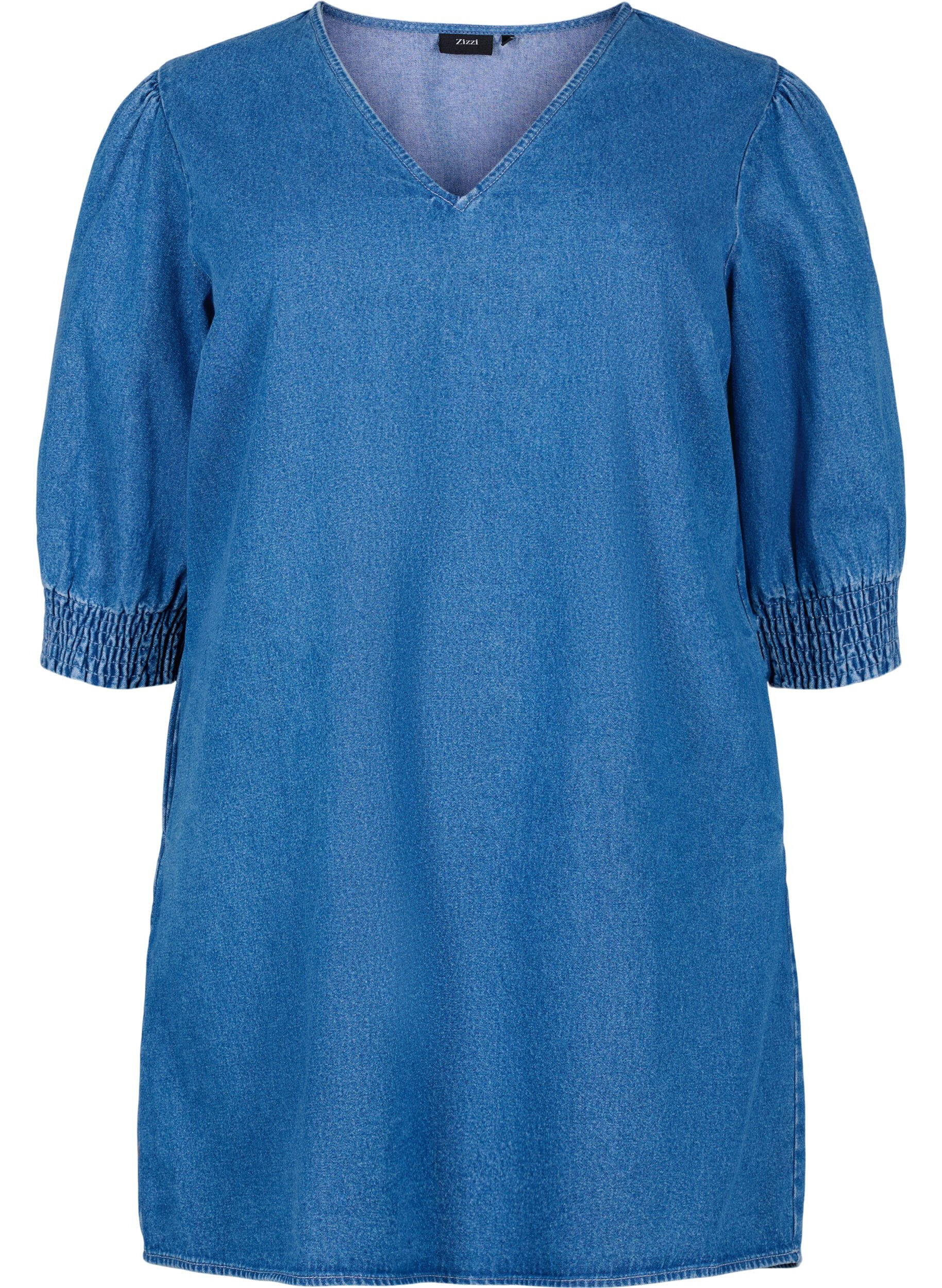 Zizzi Tuniek in denim met v-snit, Medium Blue Denim, Packshot image number 0