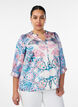 Blouse met satijn-look en paisleyprint met 3/4 mouwen, Blauw, Model image number 0