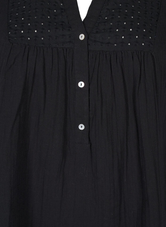 Katoenen blouse met broderie anglaise en 3/4 mouwen, Black, Packshot image number 2