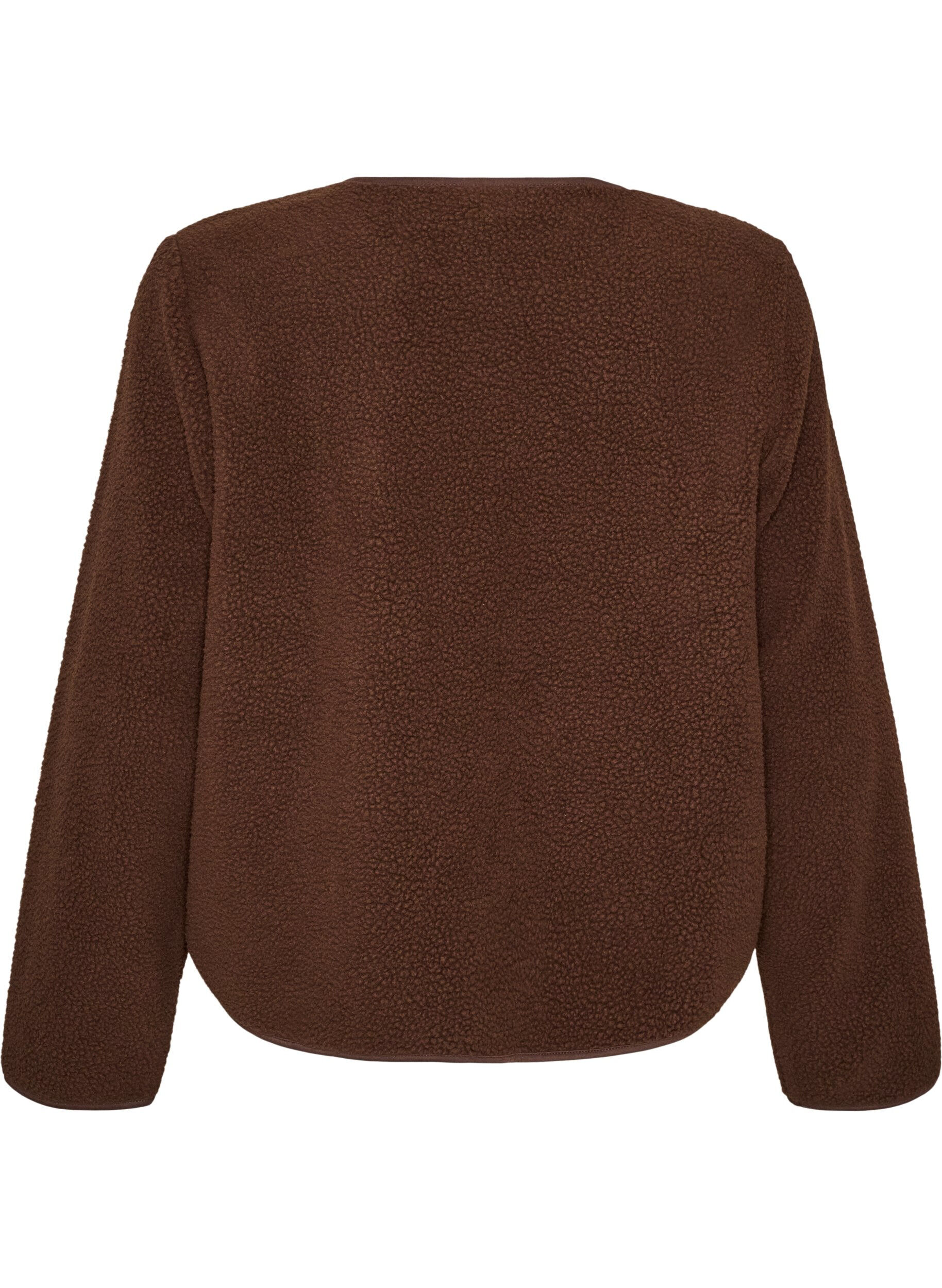 ZizziTeddyjack met een ronde hals en knopen, Bruin, Packshot image number 1