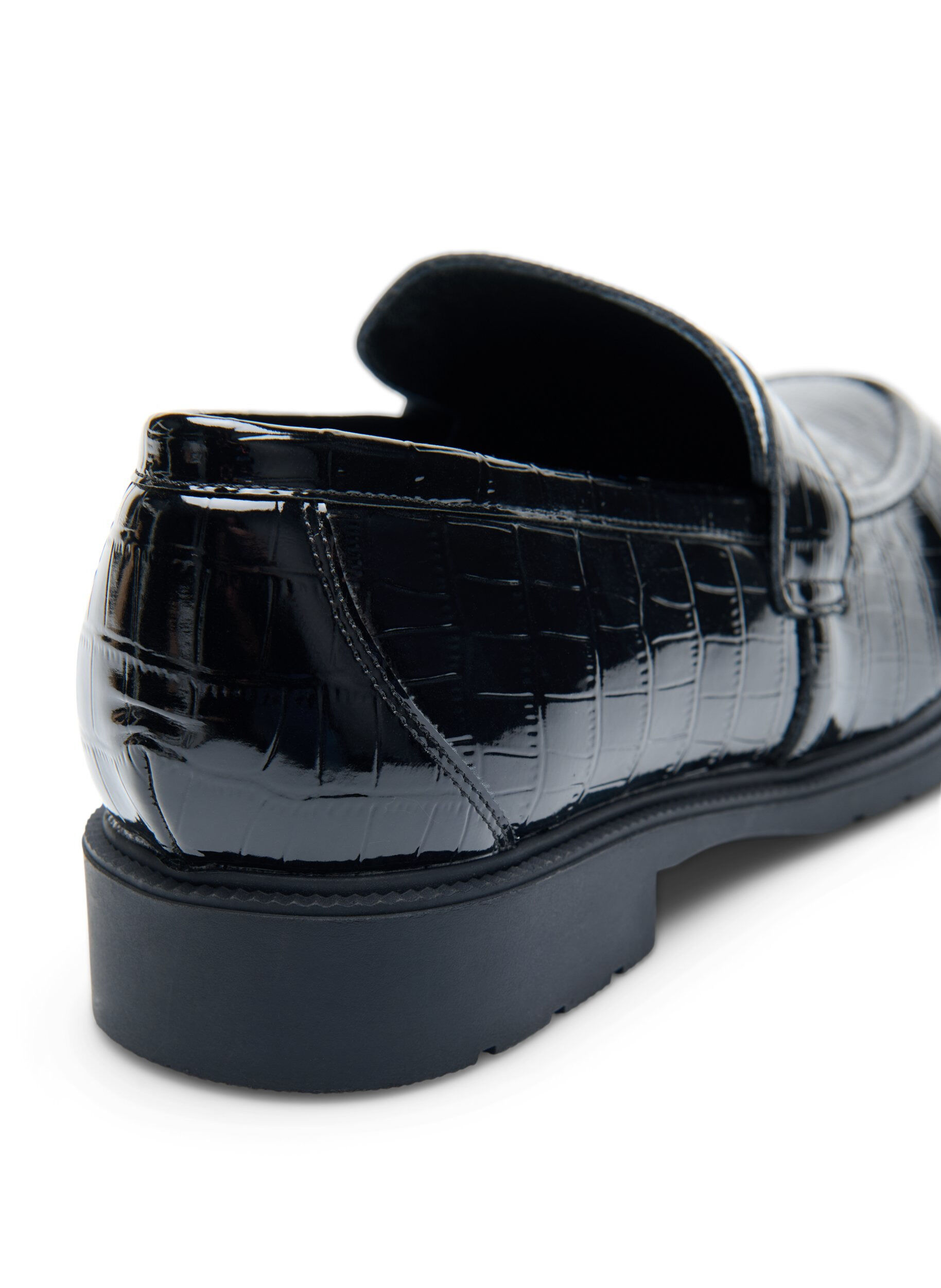 Zizzi Wijde croco loafers van leer, Black, Packshot image number 4