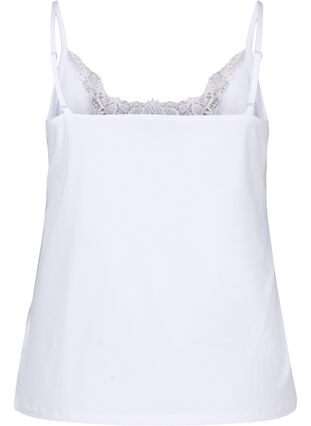 Pyjama top met kanten rand in katoen, Bright White, Packshot image number 1
