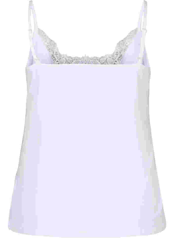 Pyjama top met kanten rand in katoen, Bright White, Packshot image number 1