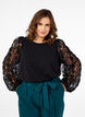 Blouse met 3D-bloemen, Black, Model image number 0