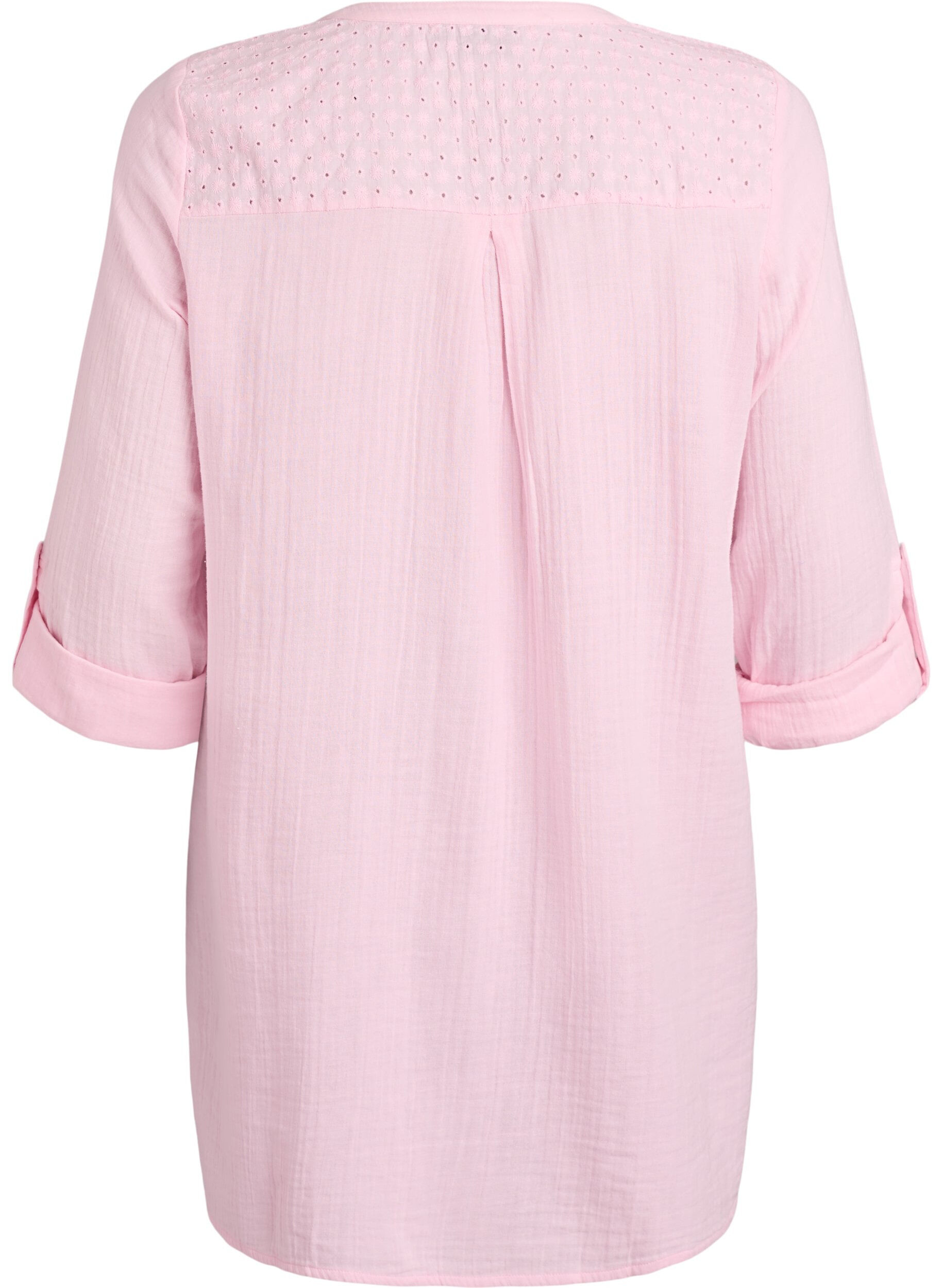 Zizzi Katoenen mousseline tuniek met broderie anglaise, Roze, Packshot image number 1