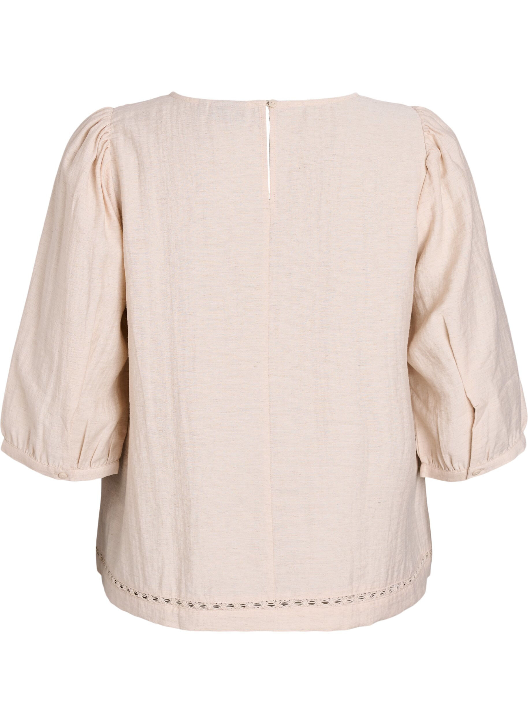 Zizzi Viscosemix blouse met linnen en geplooide schouders, Oranje, Packshot image number 1