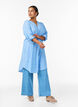 Lang shirt in linnen en viscose, Blauw, Model image number 1
