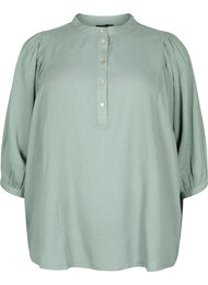 Viscose-Linen Mix Shirt Blouse met 3/4 Mouwen, Chinois Green