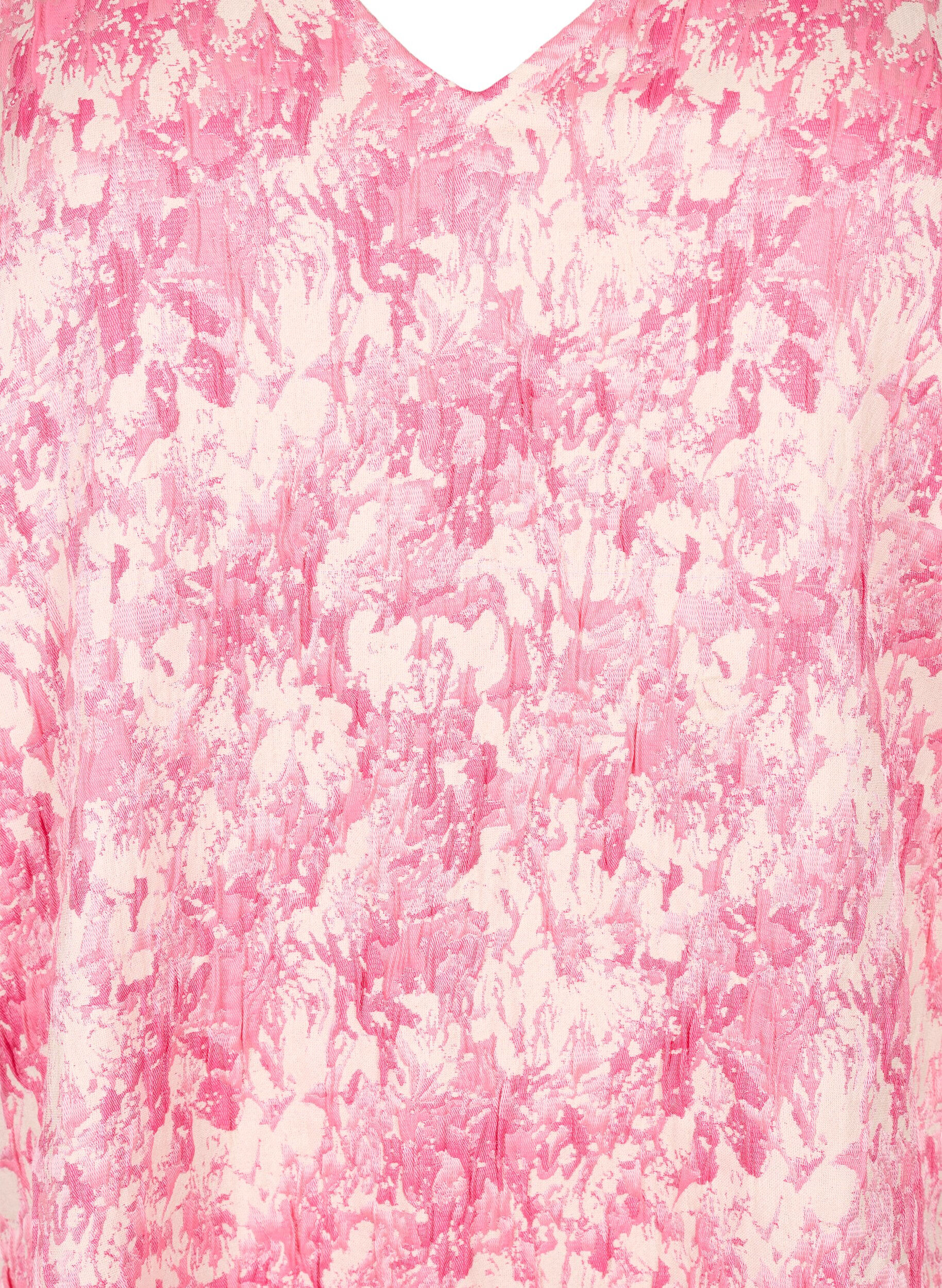 Zizzi Jurk met korte pofmouwen, Chateau Rose AOP, Packshot image number 2