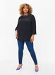 Viscose blouse met lange mouwen en parels, Black, Model image number 3