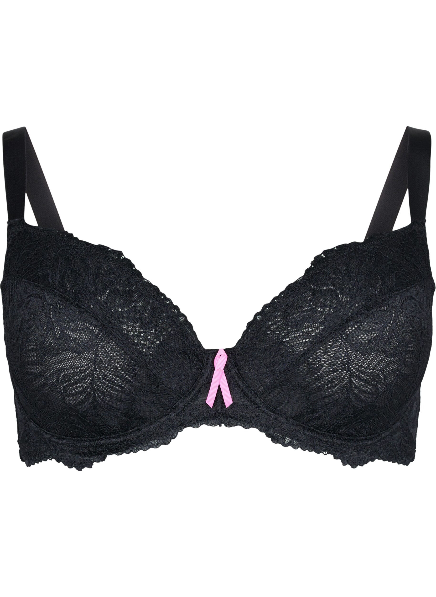Zizzi Support the breasts  - kanten beha met beugel, Black, Packshot image number 0