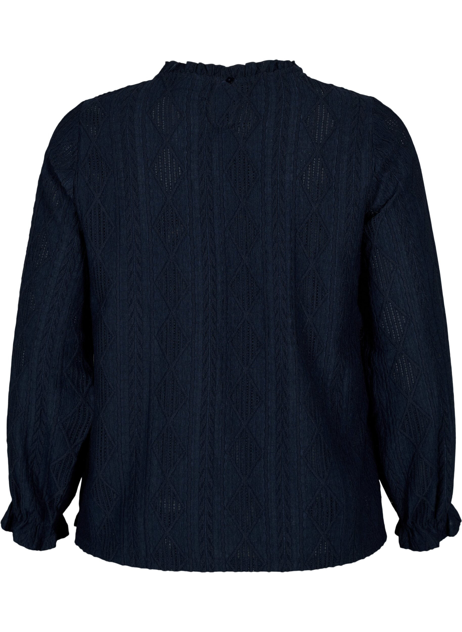 Zizzi Blouse met ruches en ton-sur-ton-patroon, Night Sky, Packshot image number 1