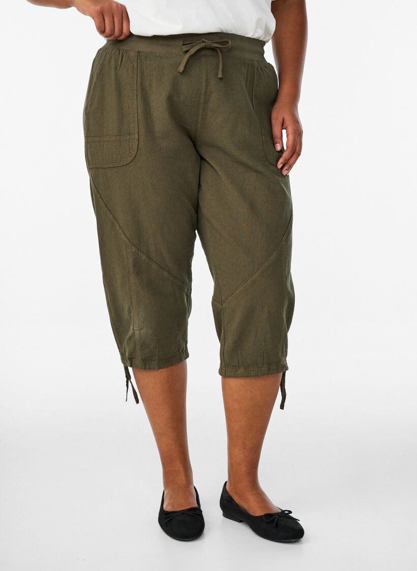 Katoenen Capri-broek, Groen, Model image number 2