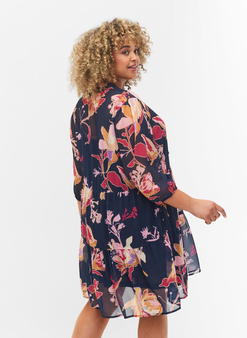 Tuniek met bloemenprint en lurex, Big Flower AOP, Model image number 1