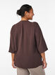 Shirtblouse met V-hals en 3/4 mouwen, Bruin, Model image number 2