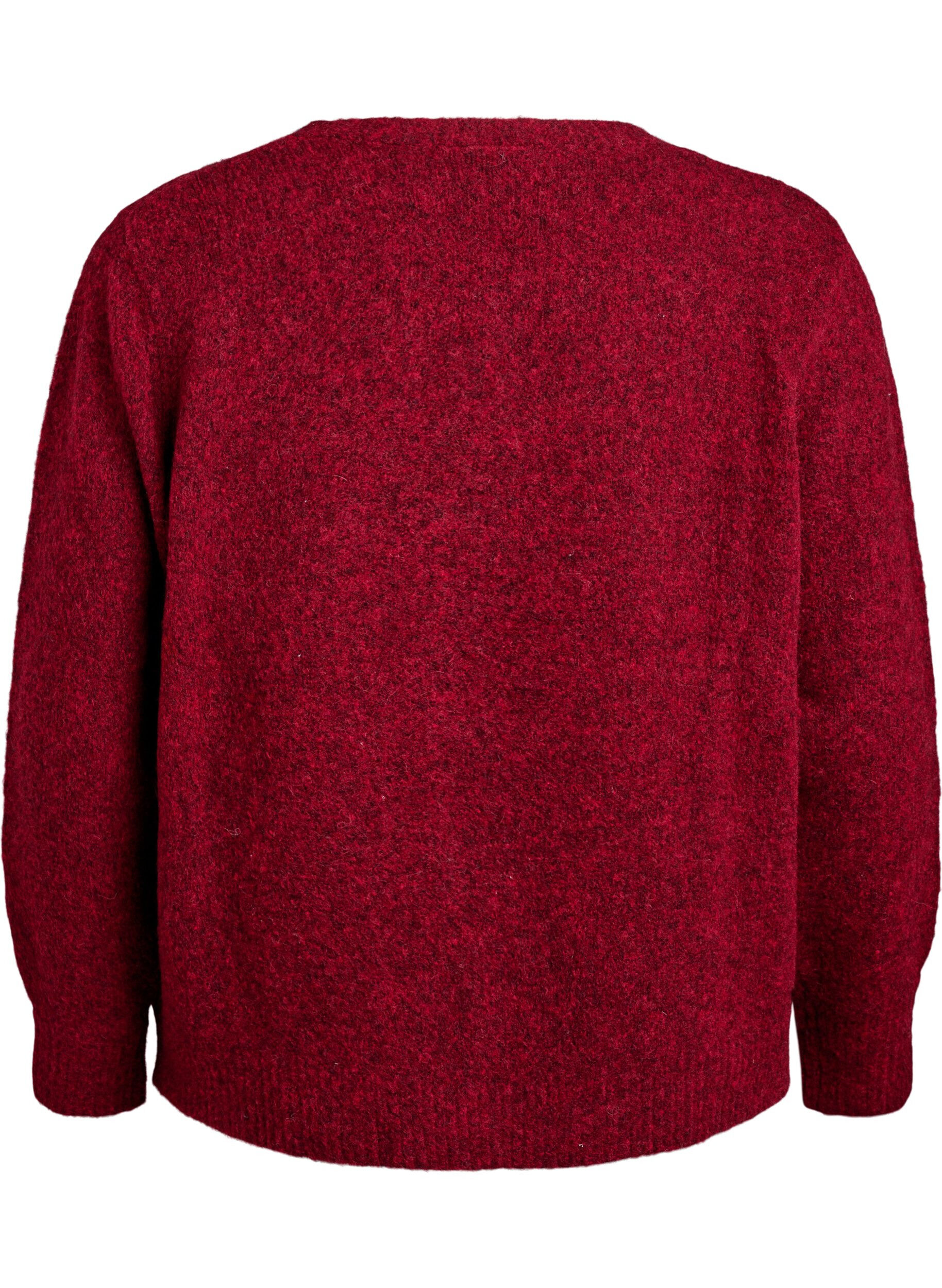 Zizzi Cardigan met wol en alpaca en decoratieve knopen, Rood, Packshot image number 1