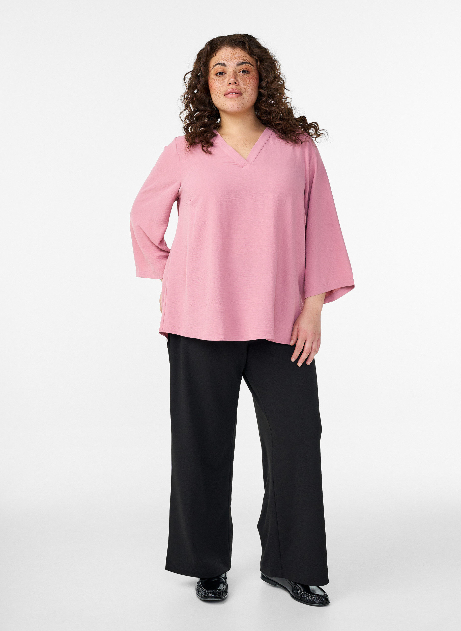 Zizzi FLASH - Blouse met 3/4 mouwen, Roze, Model image number 1