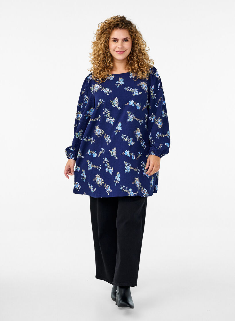 FLASH - Tuniek met lange mouwen en een ronde hals, Blauw, Model image number 1