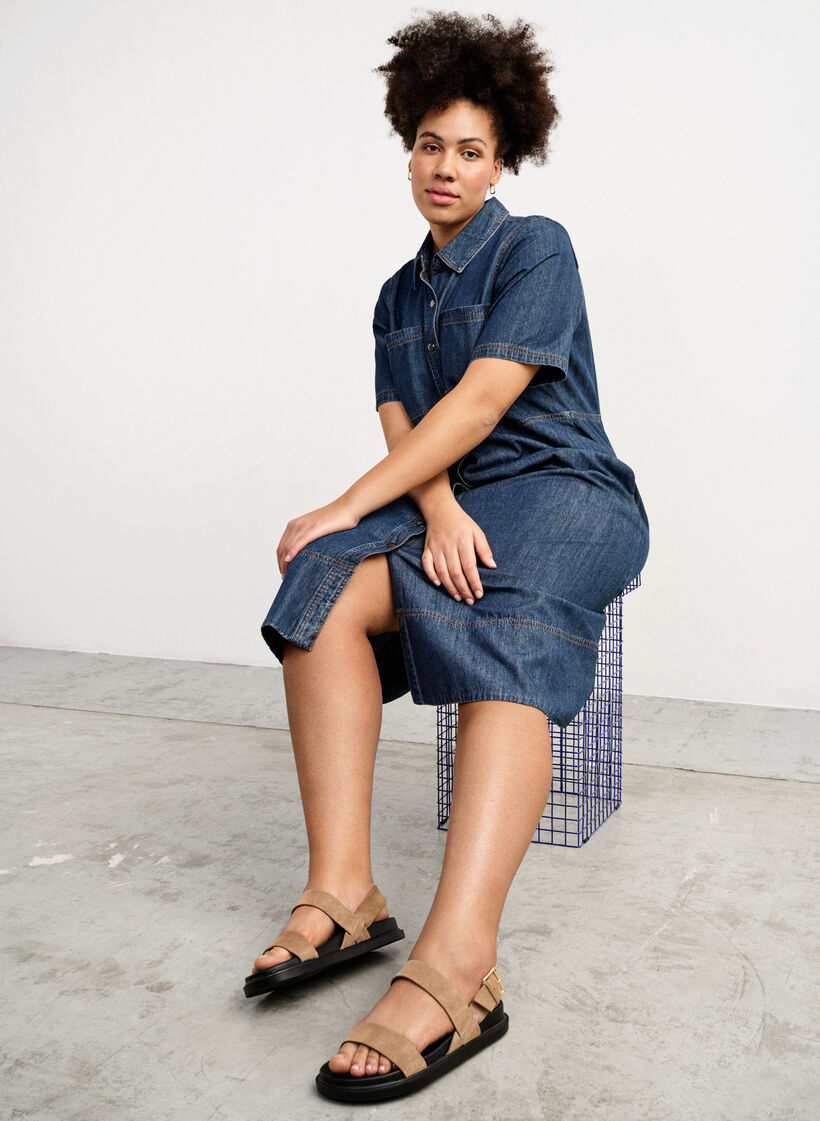 Sandaal met brede pasvorm in suède, Brown, Image image number 0