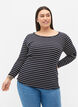 Gestreepte blouse met ronde hals, Night Sky Stripe, Model image number 0