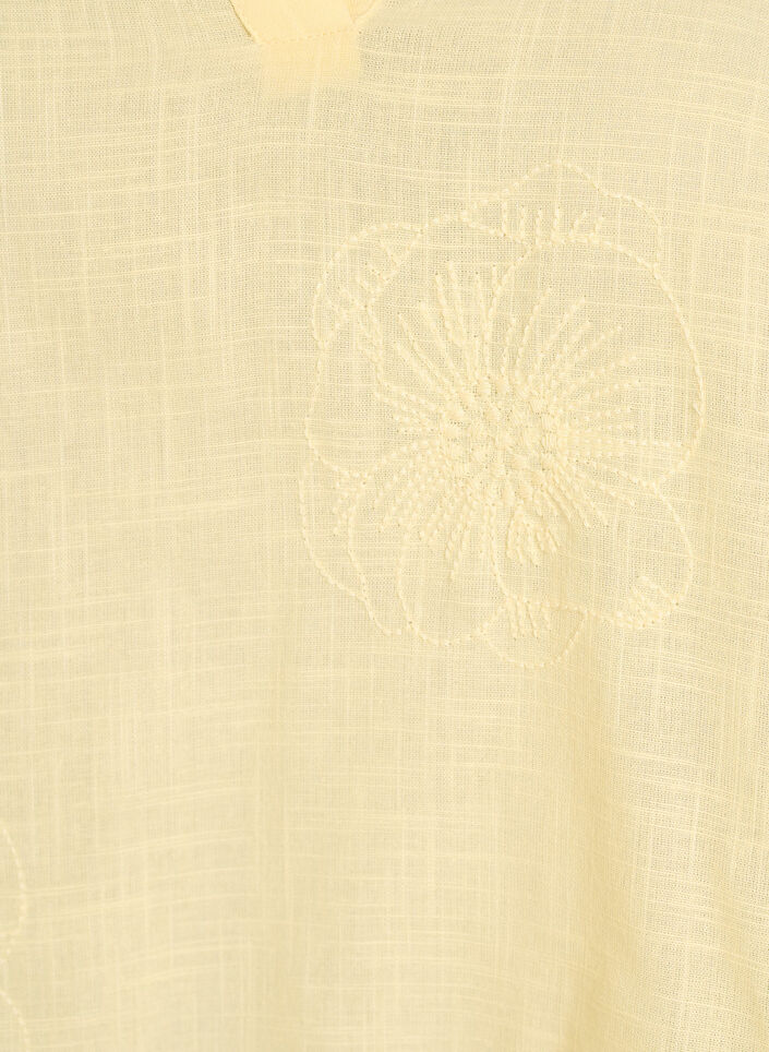 Katoenen blouse met geborduurde details en 3/4 mouwen, Geel, Packshot image number 2