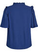 Blouse in katoen mousseline met broderie anglaise en 1/2 mouwen, Blauw, Packshot image number 1