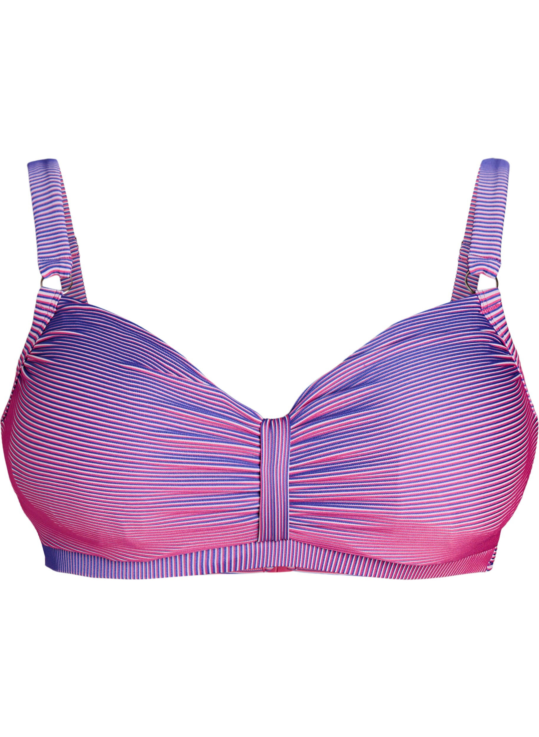 Zizzi Gestreepte beugel-bikinitop, Roze, Packshot image number 0