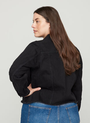 Korte denim jas , Black, Model image number 1