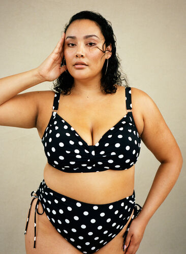 Druk bikini bodems met een hoge taille, Dotted Print, Image image number 0