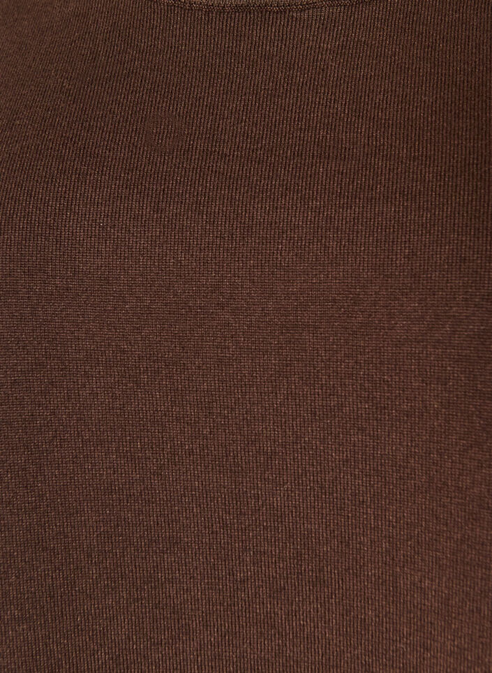 Fijngebreide blouse met korte mouwen, Bruin, Packshot image number 2