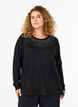 Blouse met parelversiering, Black, Model image number 0