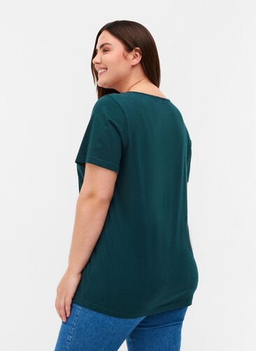 T-shirt met korte mouwen, v-hals en mesh, Ponderosa Pine, Model image number 1