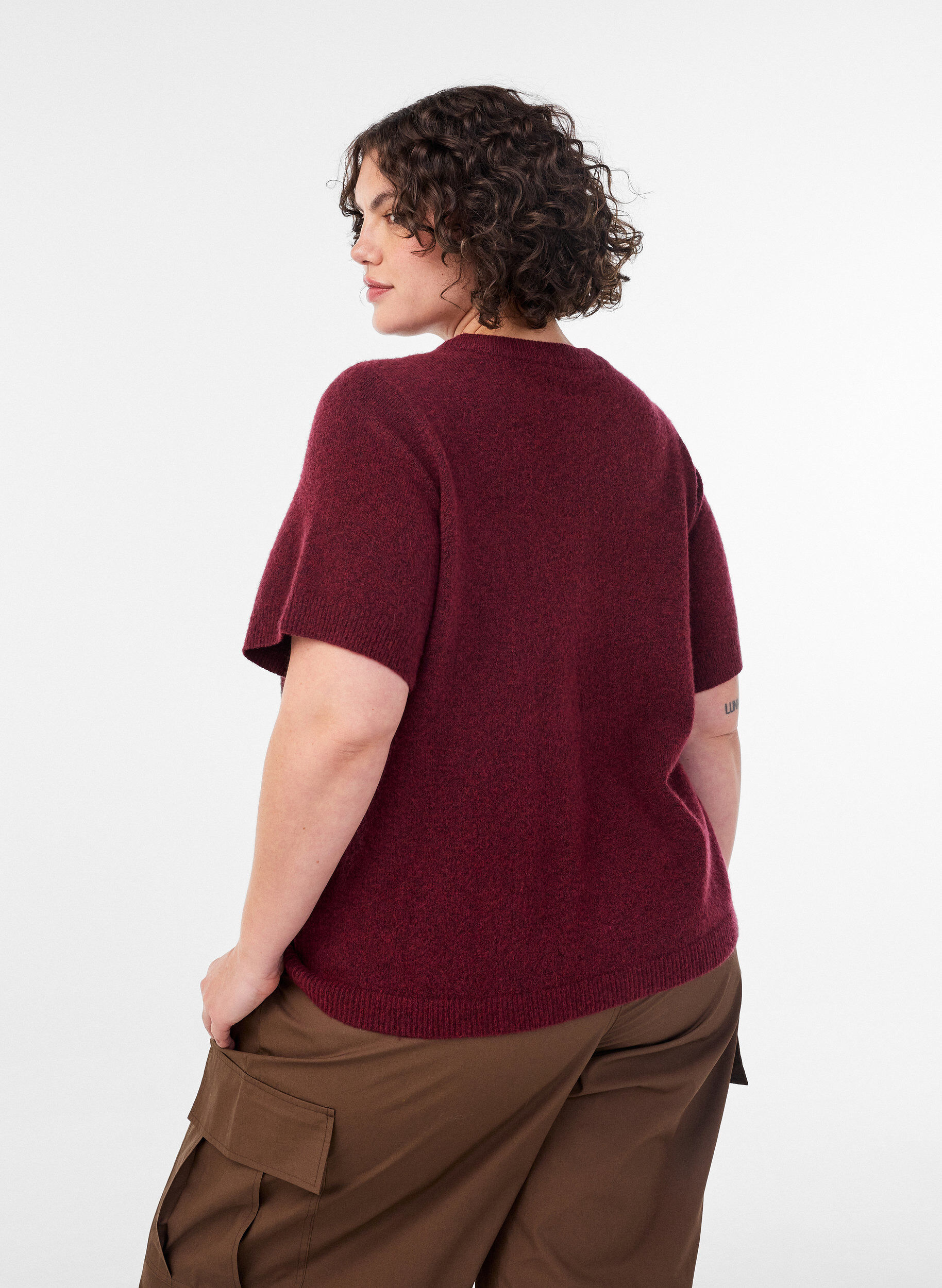 ZizziGebreid vest met korte mouwen, Rood, Model image number 2