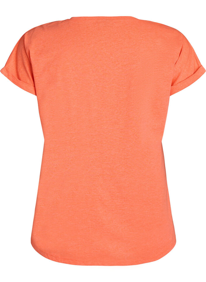 T-shirt van katoen in neon kleur, Oranje, Packshot image number 1