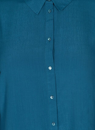 Viscose blouse met ruche details en lange mouwen, Reflecting Pond, Packshot image number 2