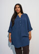 Katoenen mousseline tuniek met broderie anglaise, Blauw, Model image number 0