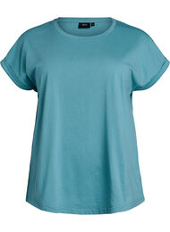 T-shirt met korte mouwen van katoenmix, Blauw
