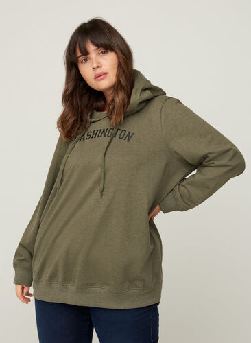 Sweatshirt met capuchon en print, Army Mel., Model image number 0