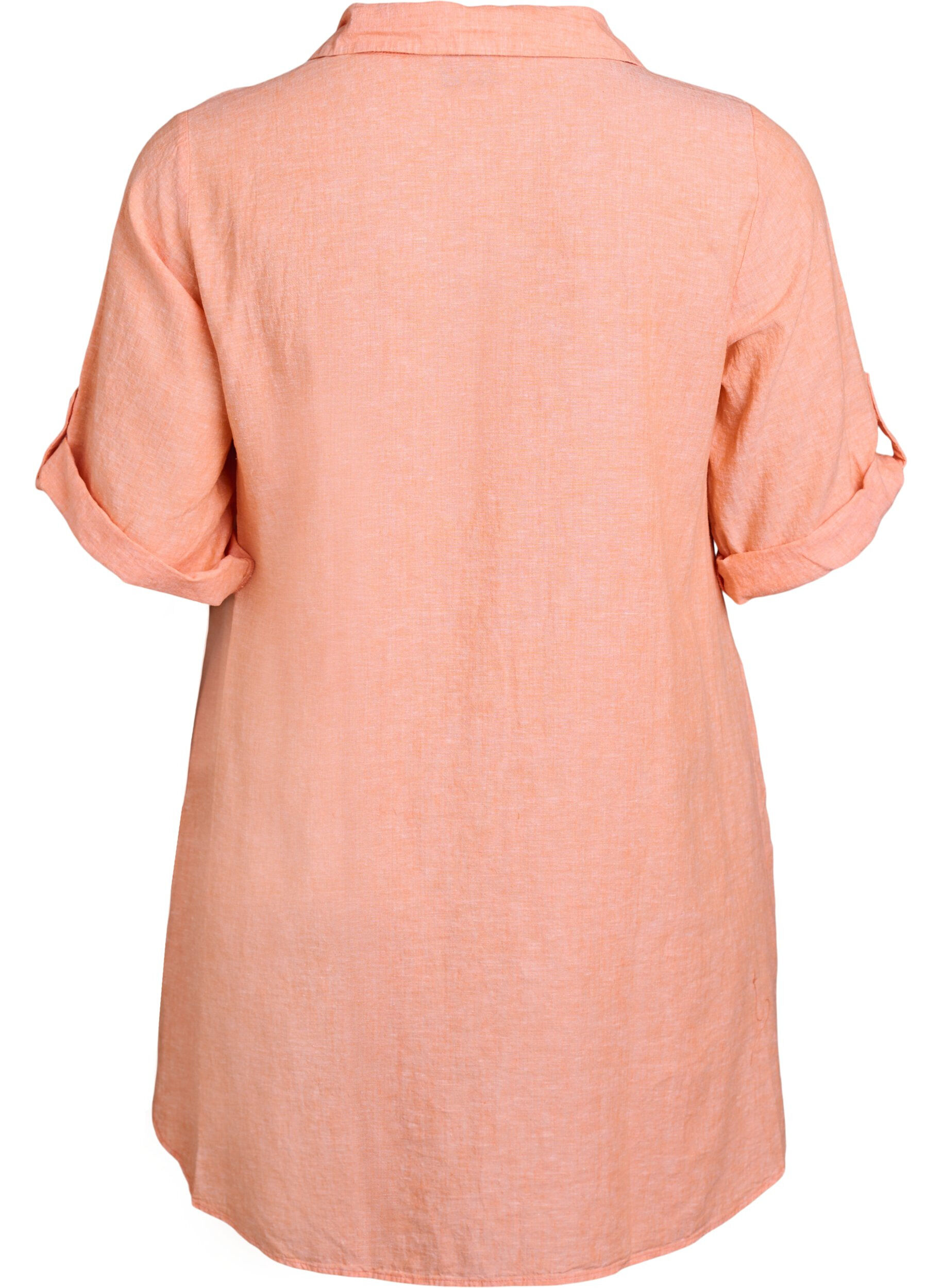 ZizziTuniek van linnen en viscose met A-vorm, Oranje, Packshot image number 1
